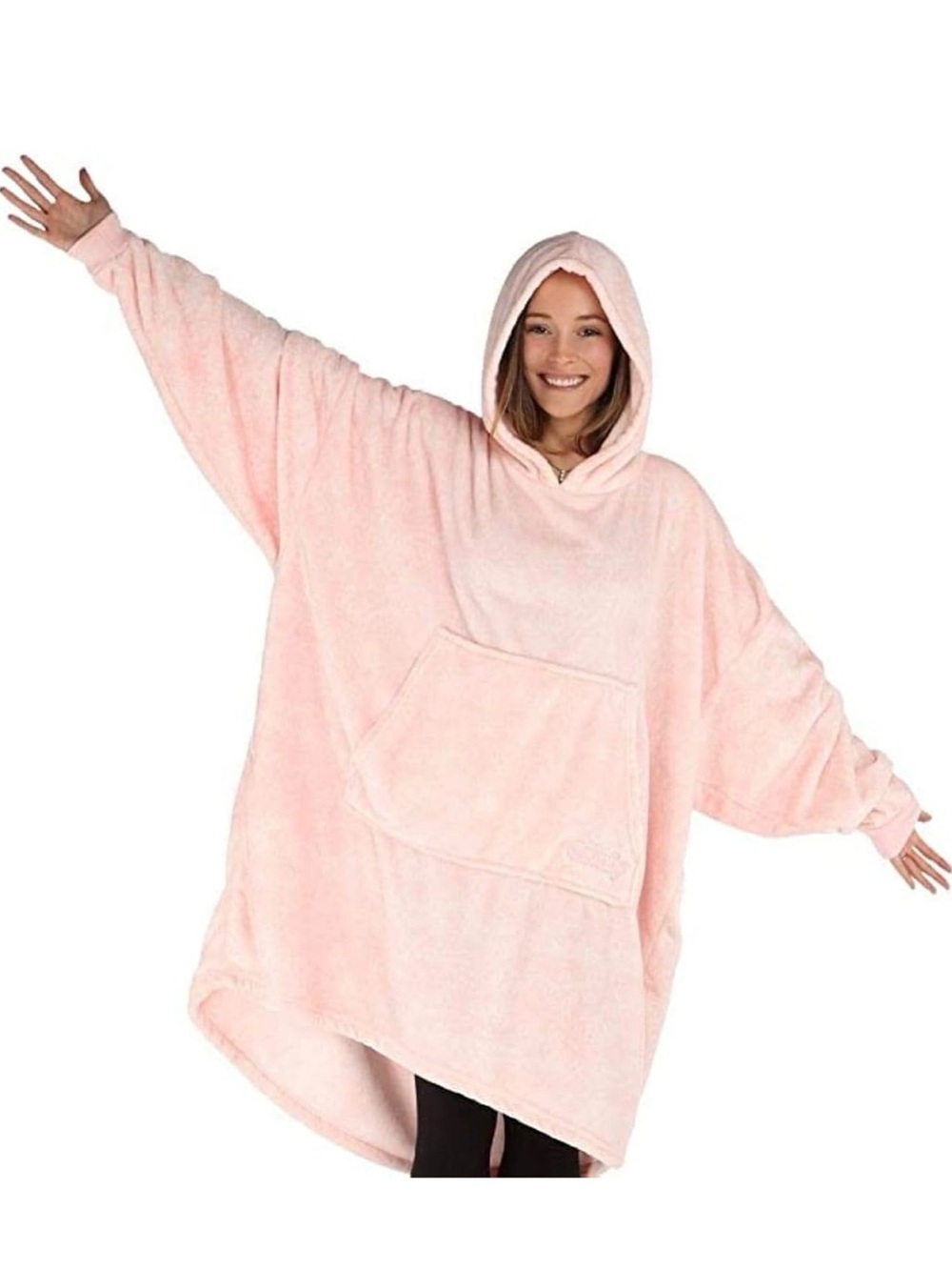 The Comfy Dream Plush Pink Hooded Oversized Pullover Hoodie Blanket